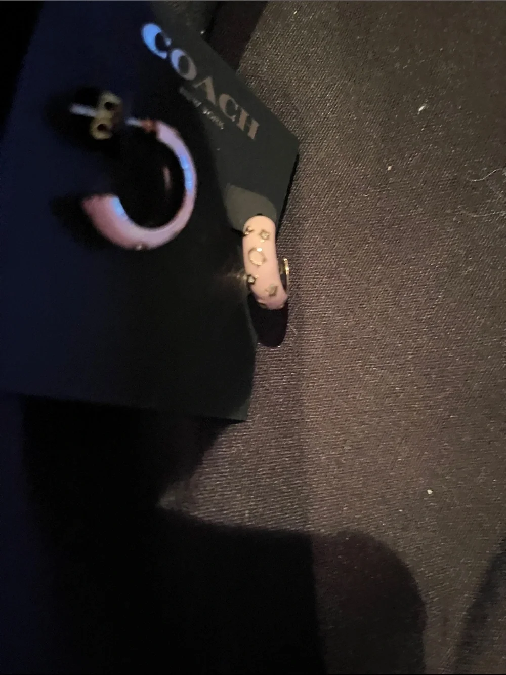 Coach pinkEnamel C Hoop Earrings with Logo with pink not lilac - Picture 3 of 3